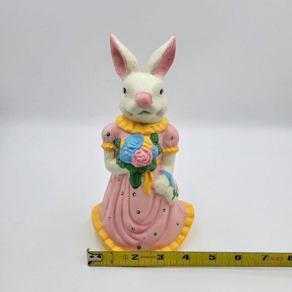 Easter Bunny Figurine Rabbit Girl Female Flowers Dress Read - Picture 10 of 10